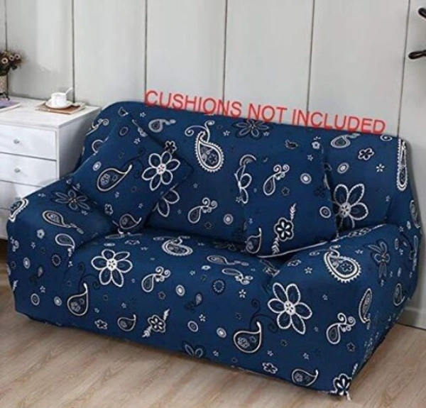 Polyester & Polyester Blend Floral Prints Universal Big Elasticity Flexible Stretch Sofa Cover for Couch Sofa Slipcover (Double Seater, Dark Blue Paisley) - Blue, Polyster, Pack of1, 2 Seater